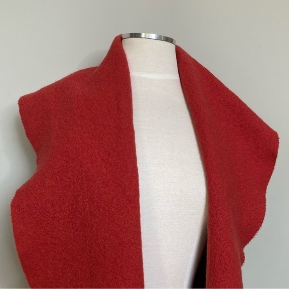 Anthropologie Moth Museum District Boiled Wool Open Front Vest in Rust Red, XS/S - Picture 3 of 16